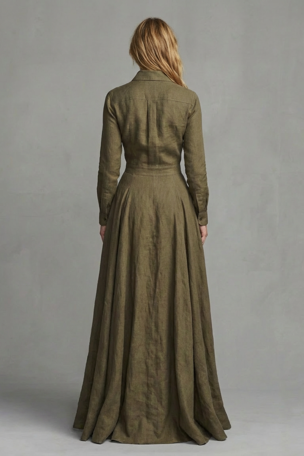 Verona – Long-Sleeved Collared Maxi Dress – Timeless Elegance for Autumn/Winter-10494058004823-OLVIA ROSE LONDON