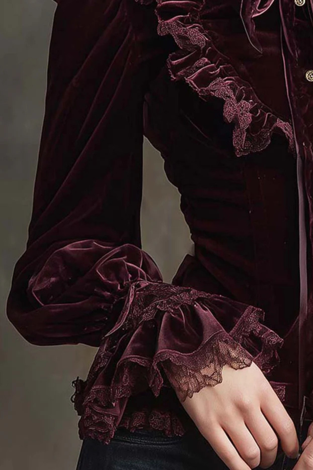 Vignoletta – Ruffled velvet lace – Victorian blouse-10434780397911-OLVIA ROSE LONDON