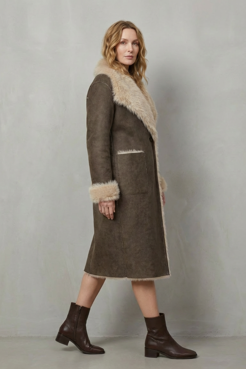 Virellia – Reversible texture – Faux shearling coat-10494038999383-OLVIA ROSE LONDON