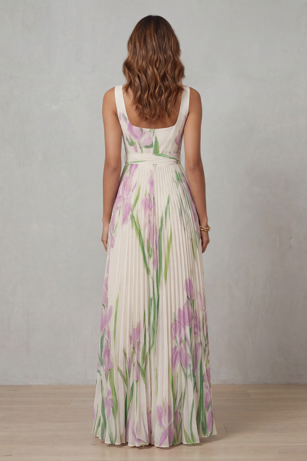 Vivienna – Watercolour floral – Pleated maxi dress-10490755514711-OLVIA ROSE LONDON