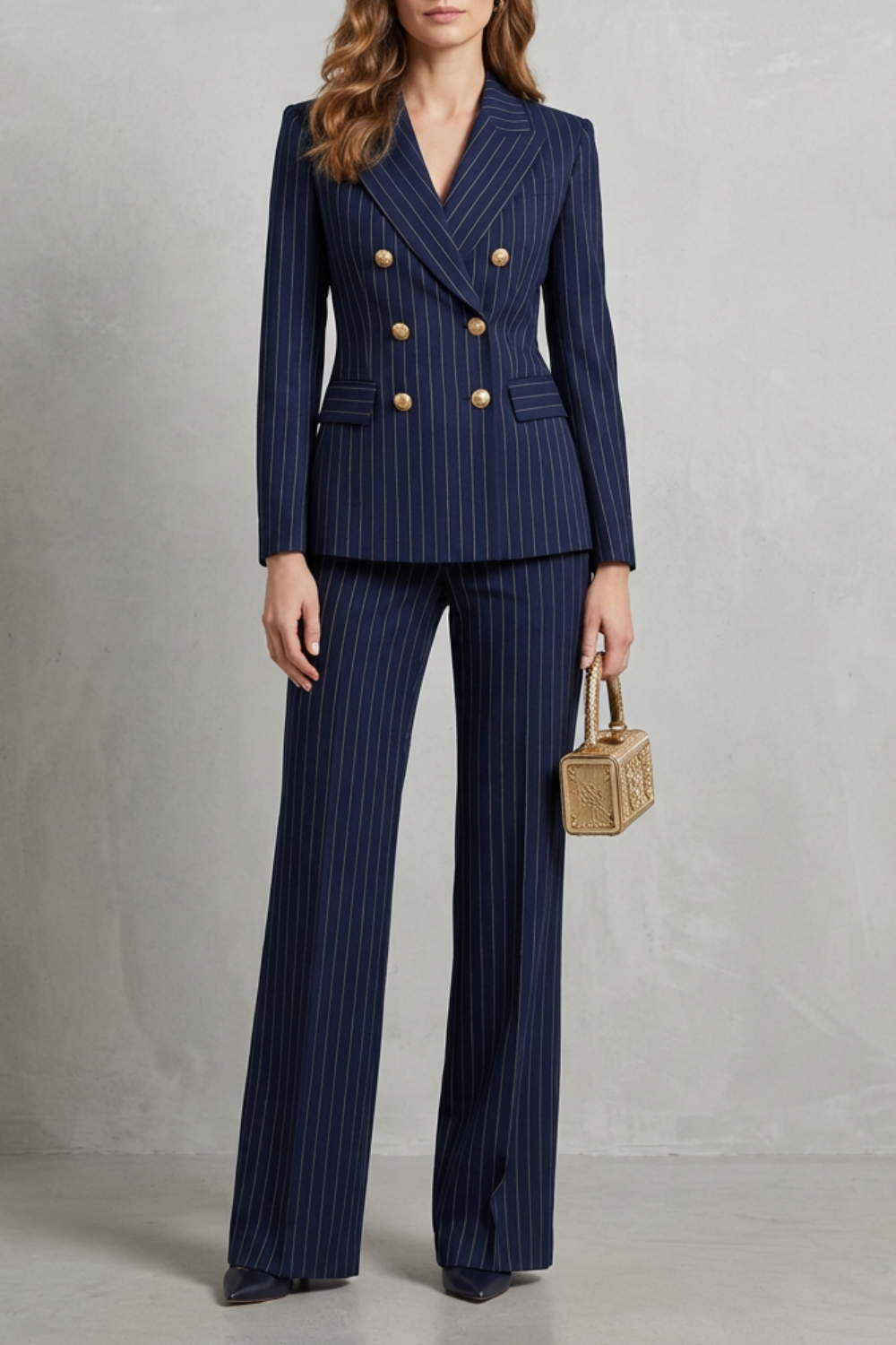 Vivienne – Double-Breasted Pinstripe Power Suit – Two-Piece Set-10508115804503-OLVIA ROSE LONDON